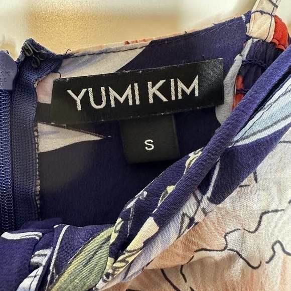 Yumi Kim Silk Pretty Woman Midi Dress in Rainforest Navy Women's Pockets Size S - Picture 6 of 9